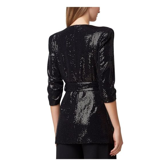TAHARI Womens Black Sequined Blazer Cocktail Jacket Petites Size: PS - Picture 2 of 4